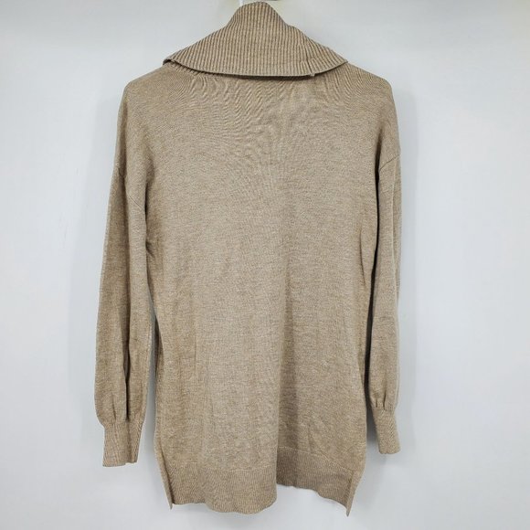 Loft Ann Taylor Cowl Neck Women's Tan Pullover Sweater Size Medium - Picture 2 of 11